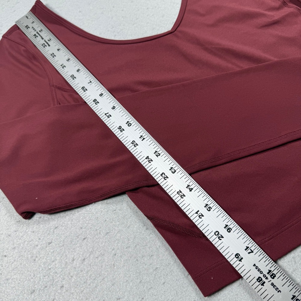 Lululemon Align Long Sleeve V-Neck Crop Top Red Merlot Burgundy Nulu Yoga Shirt - Picture 6 of 6